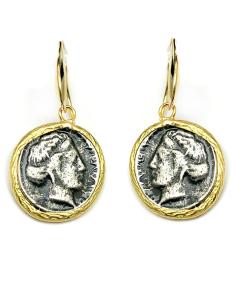 PENDIENTES PEQUEÑOS DE MUJER CON MONEDAS ANTIGUAS