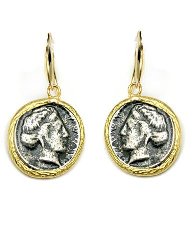 PENDIENTES PEQUEÑOS DE MUJER CON MONEDAS ANTIGUAS