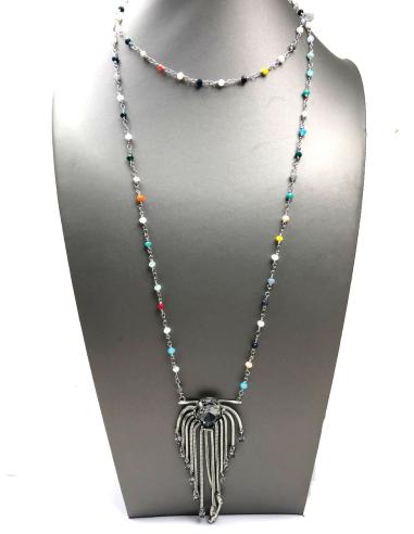 COLLARES LARGOS PLATEADOS CON BONITO COLGANTE DE CADENAS