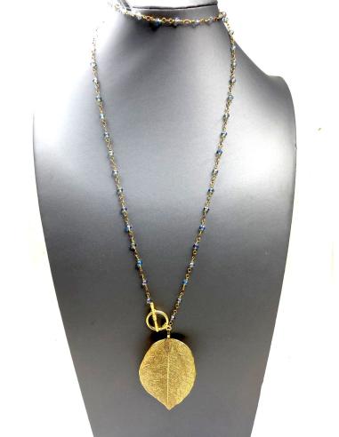 COLLARES LARGOS PARA MUJER CON BONITA HOJA EN DORADO
