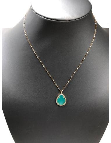 COLLARES CORTOS DE BISUTERIA FINA CON BONITA LAGRIMA AGUA