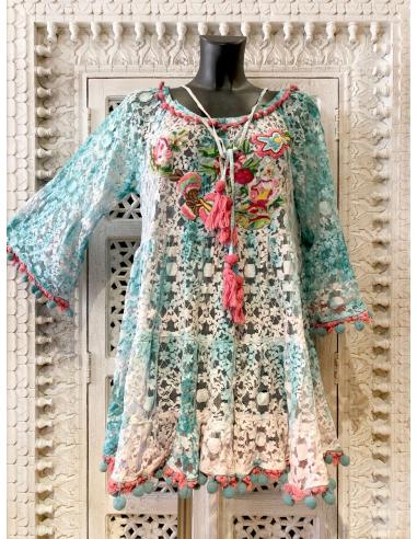 VESTIDOS CORTOS DE VERANO TARDE NOCHE Y PLAYA ENCAJES Y PASAMANERIA