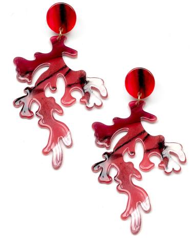 PENDIENTES LARGOS ROJOS CON BONITA FORMA DE RAMITA DE CORAL