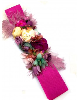 Imagen del producto CINTURONES PARA MUJER CON PLUMAS Y FLORES EN TONOS ROSAS