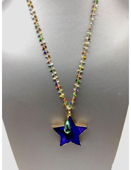 COLLARES ORIGINALES CON ALEGRES COLORES Y COLGANTE DE ESTRELLA MORADA