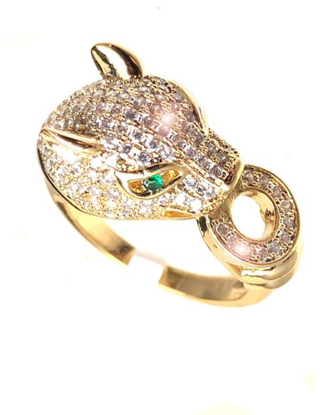 ANILLOS MUJER DORADOS CON CABEZA DE LEOPARDO DE CIRCONITAS