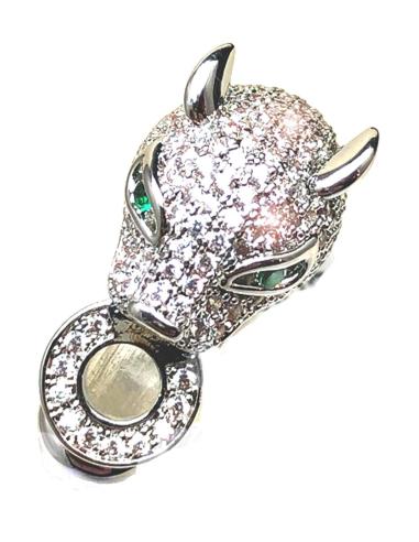 ANILLOS PLATEADOS CON CABEZA DE LEOPARDO DE CIRCONITAS