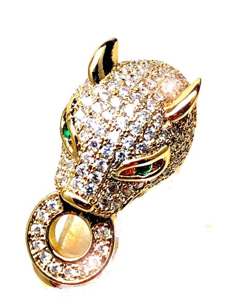 ANILLOS MUJER DORADOS CON CABEZA DE LEOPARDO DE CIRCONITAS
