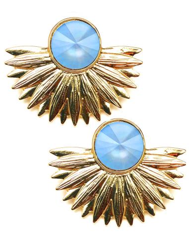 PENDIENTES DORADOS MUY ELEGANTES DECORADOS EN AZUL