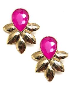 BONITOS PENDIENTES DORADOS Y FUCSIAS SUPER FAVORECEDORES
