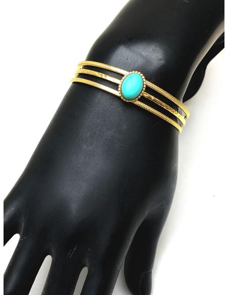 PULSERA DORADA CON TURQUESA PRECIOSO DISEÑO GRIEGO