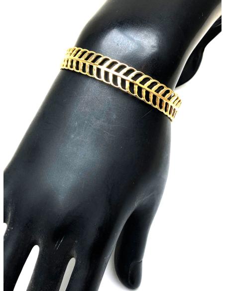 ELEGANTE PULSERA DORADA CON FINO DISEÑO DE ESPIGA