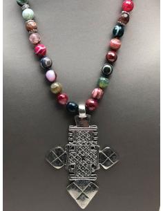 COLLARES DE PIEDRAS SEMIPRECIOSAS CON CRUZ TUAREG DE PLATA 2