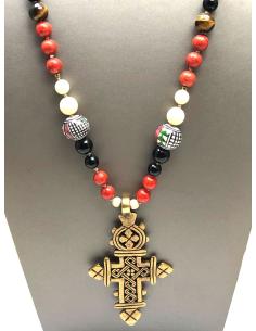 BONITOS COLLARES LARGOS CORAL CON BONITA CRUZ AFRICANA 2