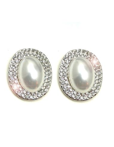 PENDIENTES CLIP MUJER PLATEADOS CON PERLAS MADRID