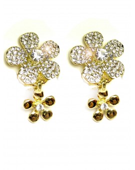 PENDIENTES MUJER DE CLIP CON FLORES Y CIRCONITAS EL JARDIN DEL DESEO
