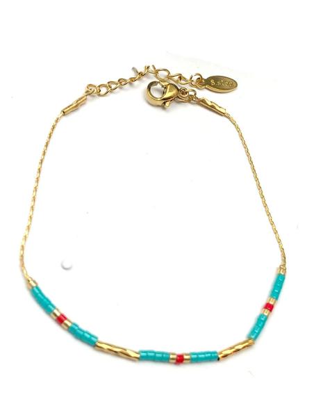 PULSERAS MUJER FINAS CON PIEDRAS TURQUESA, JARDIN DEL DESEO