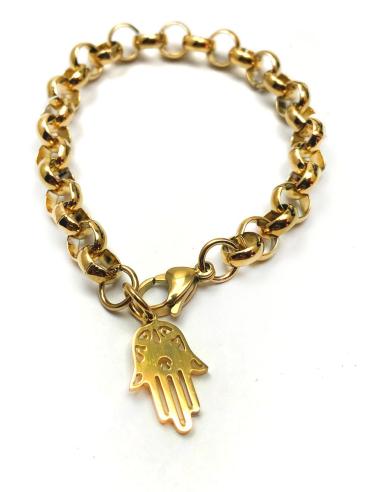 PULSERAS MUJER DE CADENA DORADA Y MANO DE FATIMA