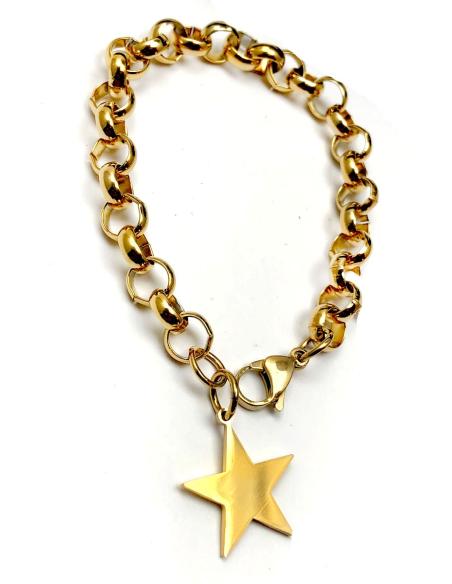 PULSERAS MUJER DE CADENA DORADA CHARM DE ESTRELLA