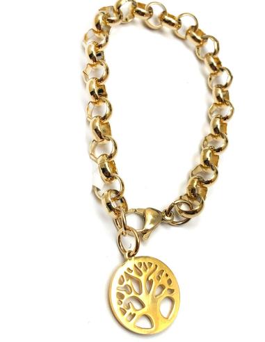 PULSERAS MUJER DE CADENA DORADA Y ARBOL DE LA VIDA