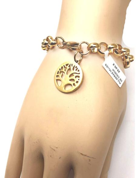 PULSERAS MUJER DE CADENA DORADA Y ARBOL DE LA VIDA