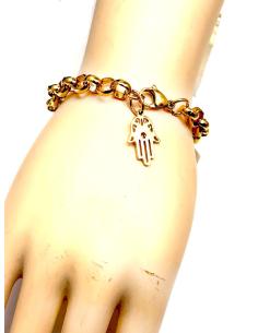 PULSERAS MUJER DE CADENA DORADA Y MANO DE FATIMA 2