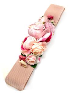 CINTURONES ROSAS DE FLORES Y FAJIN ELASTICO EN EL MISMO TONO