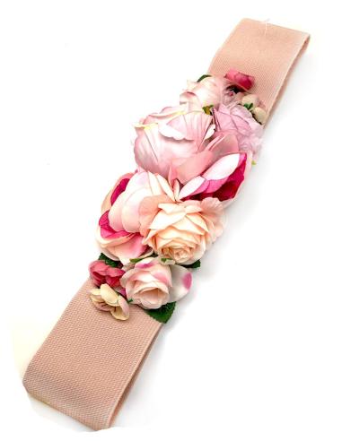 CINTURONES ROSAS DE FLORES Y FAJIN ELASTICO EN EL MISMO TONO