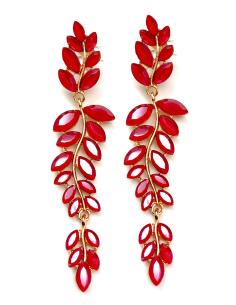 PENDIENTES LARGOS MUJER ROJOS DE CRISTAL PARA BODA