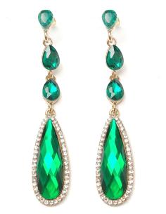 PENDIENTES LARGOS MUJER DE LAGRIMA VERDE ESMERALDA