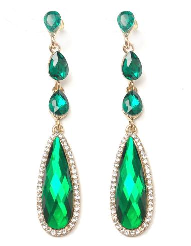 PENDIENTES LARGOS MUJER DE LAGRIMA VERDE ESMERALDA