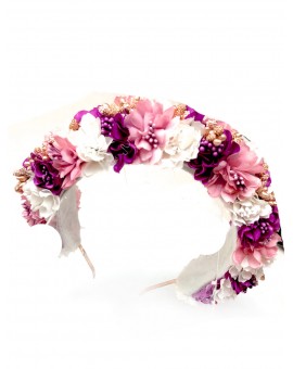 TOCADOS DE DIADEMA DE FLORES VISTOSAS PARA BODAS Y EVENTOS