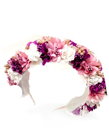 TOCADOS DE DIADEMA DE FLORES VISTOSAS PARA BODAS Y EVENTOS