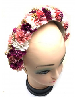 TOCADOS DE DIADEMA DE FLORES VISTOSAS PARA BODAS Y EVENTOS 2