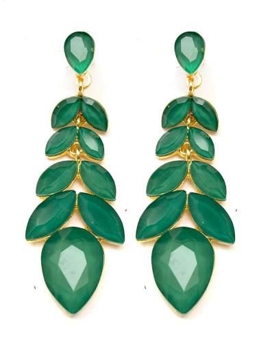 PENDIENTES LARGOS VERDES DE FIESTA PARA CEREMONIAS Y EVENTOS