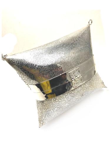 BOLSOS DE FIESTA COFRE METALICO PLATA, BOLSOS DE BODA
