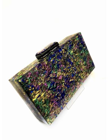 BOLSOS DE FIESTA ELEGANTES TIPO CAREY EN MULTICOLOR CON AZUL