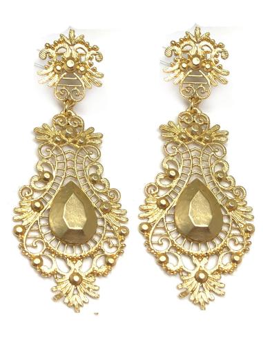 PENDIENTES LARGOS DORADOS REPLICA JOYERIA ANTIGUA PARA BODAS