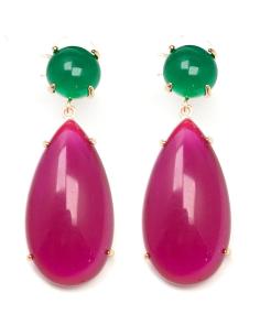 PENDIENTES LARGOS VERDES Y FUCSIAS SUPER FAVORECEDORES