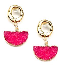 producto PENDIENTES DORADOS Y FUCSIAS CON LOS QUE ESTARAS PRECIOSA