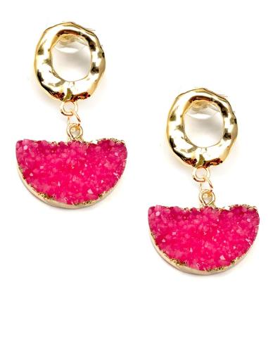 PENDIENTES DORADOS Y FUCSIAS CON LOS QUE ESTARAS PRECIOSA