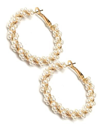 PENDIENTES DE AROS DE PERLAS MUY FAVORECEDORES PARA MUJER - Imagen 1