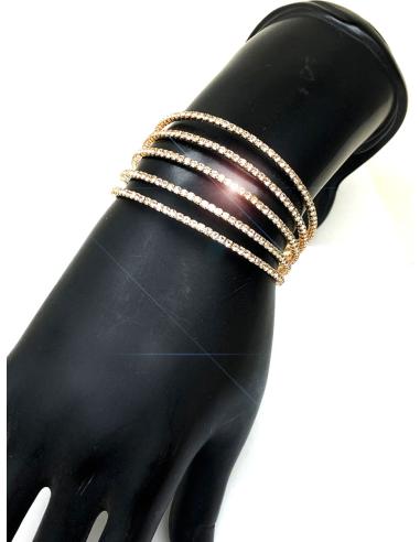 BONITAS PULSERAS DORADAS CON VARIAS HILERAS DE CRISTAL BRILLO