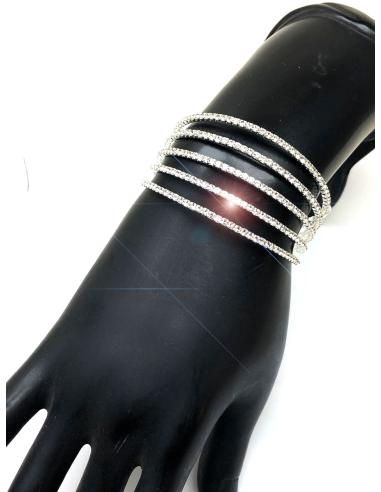 BONITAS PULSERAS PLATEADAS CON VARIAS HILERAS DE CRISTAL