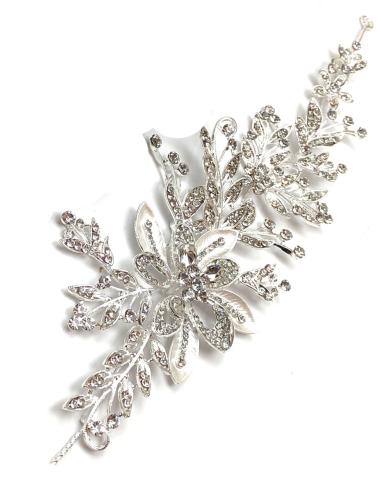 TIARAS BODAS FABULOSO DISEÑO DE FLORES Y HOJAS EN FINO CRISTAL