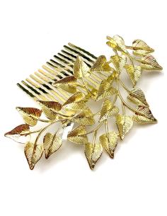 PEINETAS DORADAS PARA BODAS CON DECORACION DE FINAS HOJITAS - Imagen 1