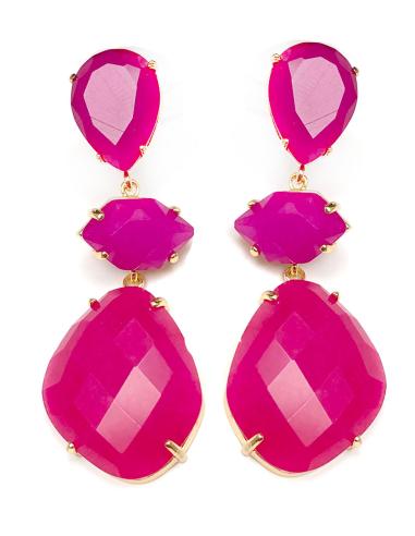 PENDIENTES LARGOS DE PIEDRAS EN ESTE INTENSO TONO FUCSIA