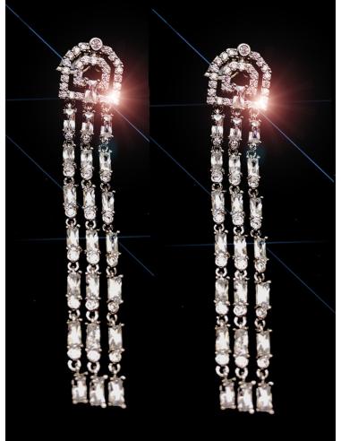 PENDIENTES LARGOS DE BODA CON CIRCONITAS Y DELICADA CASCADA