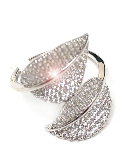 ELEGANTES ANILLOS PLATEADOS GRANDES DE DOBLE HOJITA DECORADA