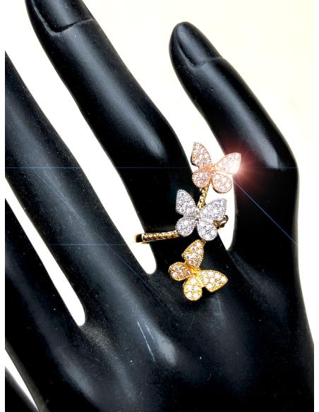 PRECIOSOS ANILLOS GRANDES DE MARIPOSAS EN TRES OROS - Imagen 1